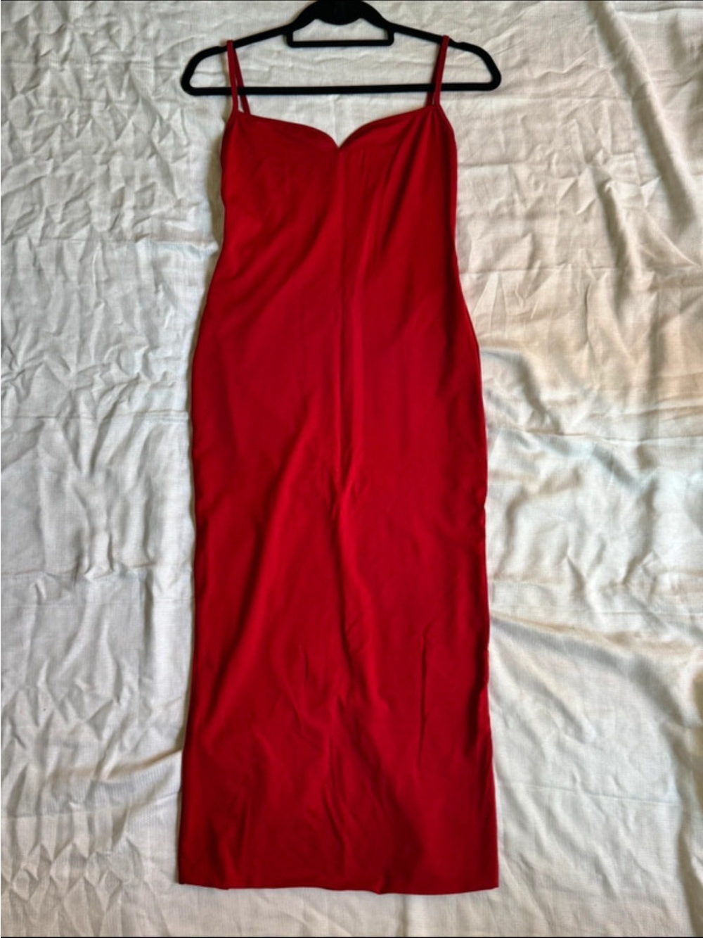 Oh Polly Red Maxi Slip Dress with Sweetheart Neckline